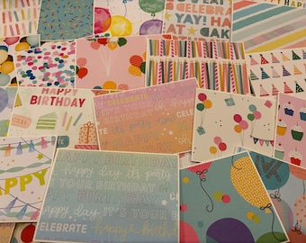 Assorted Birthday Note Cards With Envelopes - Birthday Greeting Cards - Birthday Stationery - Handmade Blank Note Cards. Set of 10.