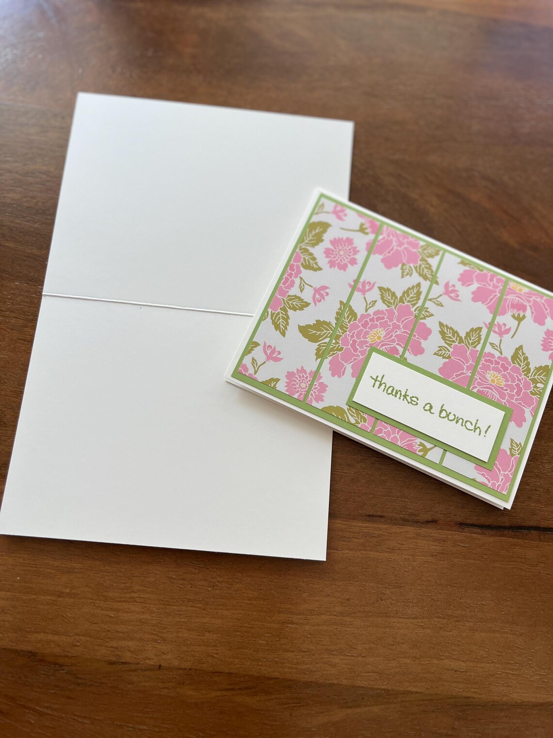 Thank You Greeting Card With Envelope - Floral Note Cards - Thank You ...