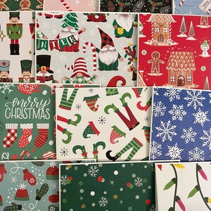 Assorted Christmas Note Cards With Envelopes - Festive Holiday Note Cards - Thank You Cards - Handmade Blank Note Cards. Set of 10.