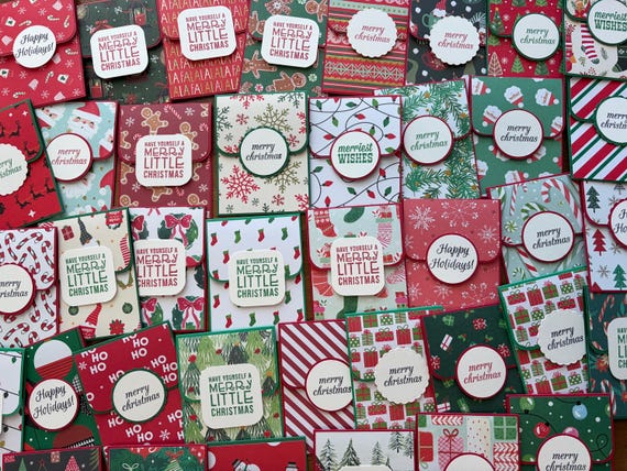 Assorted Christmas and Holiday Gift Card Holders - Festive Gift Card Holders - Thank You Gift Cards - Stocking Stuffers - Set of 2