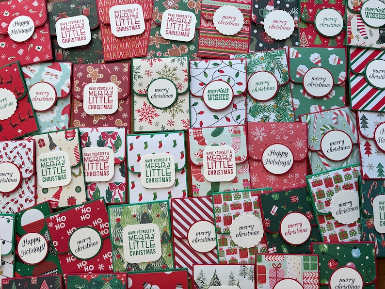 Assorted Christmas and Holiday Gift Card Holders - Festive Gift Card Holders - Thank You Gift Cards - Stocking Stuffers - Set of 2 image 1