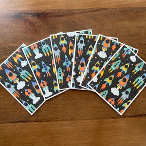 Rocket Note Cards With Envelopes - Space Note Cards - Birthday Cards - Thank You Cards - Rocket Stationery - Handmade Blank Cards - Set of 6