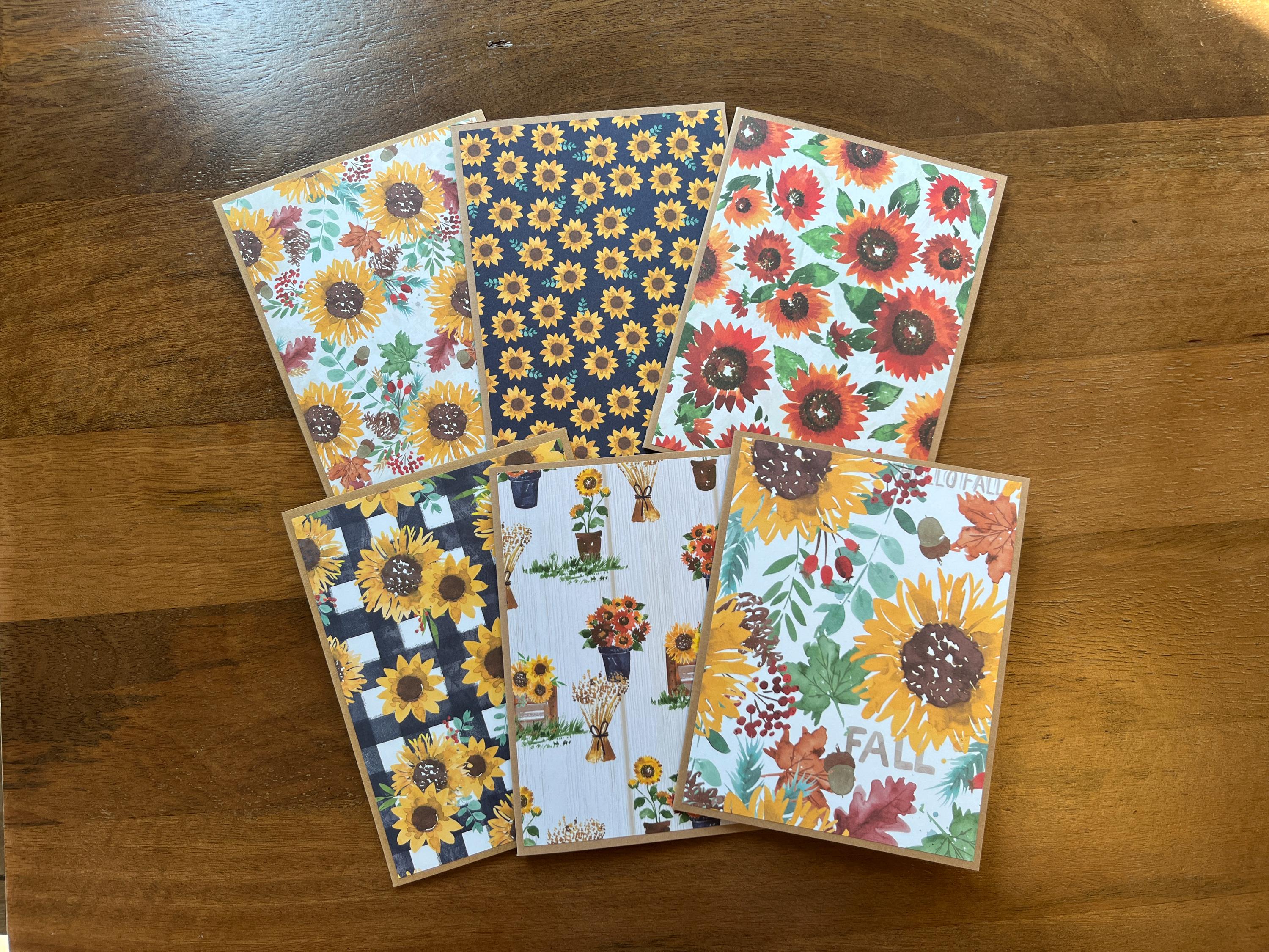 Assorted Sunflower Note Cards With Envelopes - Thank You Cards - Fall ...