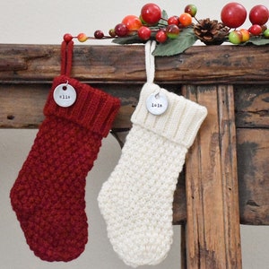 Custom Christmas Stocking - Mini Knit Holiday Stockings - Xmas Ornament - Gift Card Holder - Silverware Holder - Name Tag Placeholder