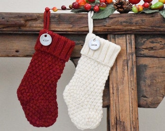 Custom Christmas Stocking - Mini Knit Holiday Stockings - Xmas Ornament - Gift Card Holder - Silverware Holder - Name Tag Placeholder