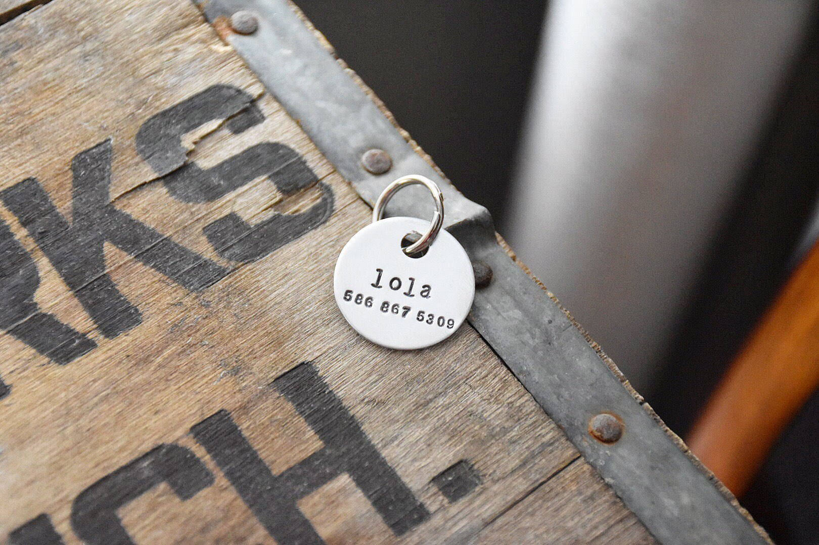 Custom Dog Tag - Aluminium Hand Stamped Personalized Pet Id Charm Engraved 1 Inch Disc Cat Collar Ta