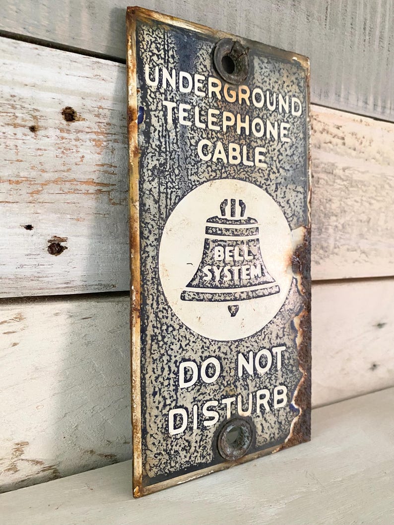 Bell System Sign - Vintage AT&T Porcelain Signs - Underground Telephone ...
