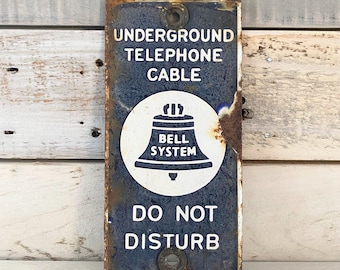 Bell System Sign - Vintage AT&T Porcelain Signs - Underground Telephone ...