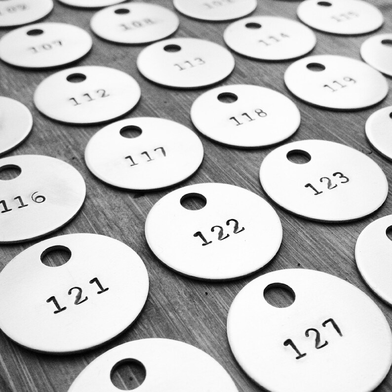 Metal Number Tag Custom Personalized Hand Stamped 1 inch Etsy