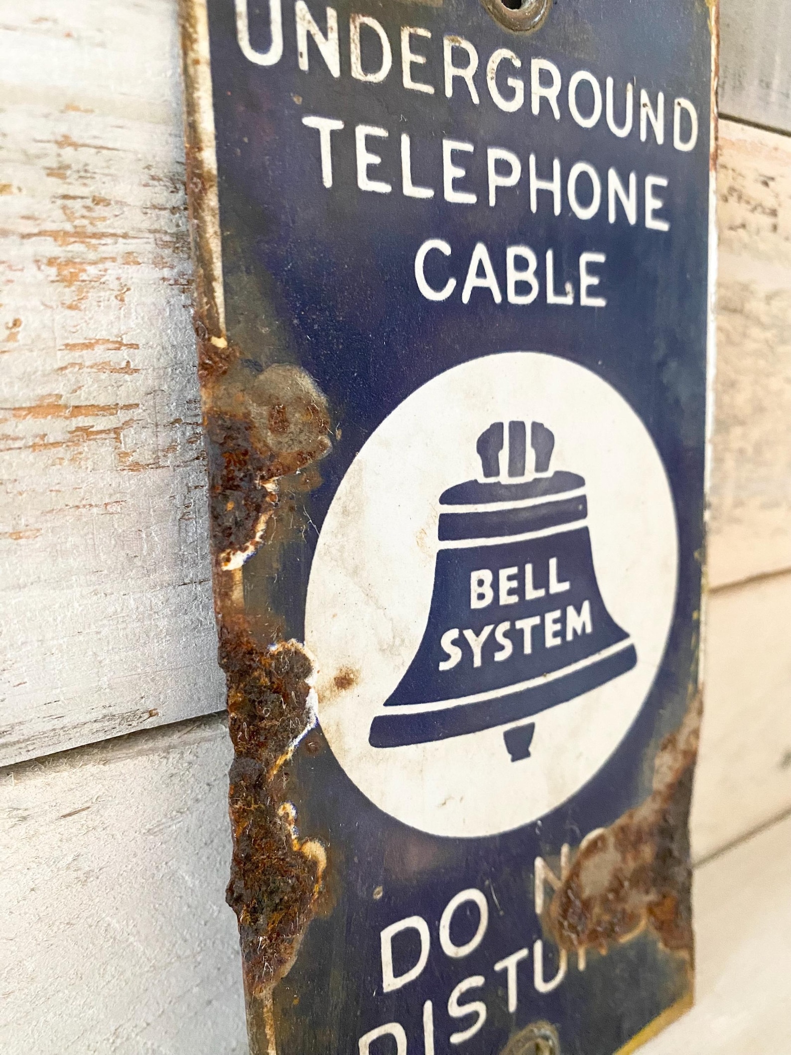 Vintage Bell Sign - Bell AT&T Porcelain Signs - Underground Telephone ...