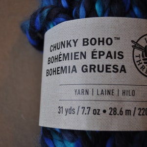 Loops and Thread Chunky Boho Yarn, Blue Lagoon Bohemia Yarn, Chunky Boho Yarn, Blue Yarn, Multi Coloured Yarn, Super Bulky Acrylic Yarn