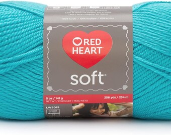 Red Heart Soft Yarn, Turquoise Colored Yarn, Red Heart Soft Yarn, Turquoise, Acrylic Yarn, Medium Weight Yarn, Greenish Blue Yarn, Red Heart