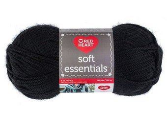 Red Heart Soft Essentials Black Yarn, Black Chunky Yarn, Black Acrylic Yarn, Black Yarn, Bulky 5 Weight Yarn, Red Heart Soft Essentials Yarn