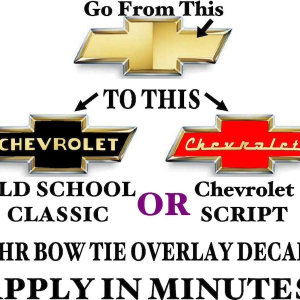 HHR  chevy bowtie pair - vintage - retro style overlays - decals , stickers , graphics