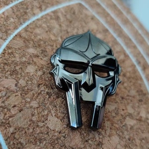 MF DOOM 3D mask Black Nickel lapel pin 1.5"