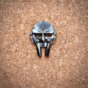 MF DOOM 3D mask Black Nickel lapel pin 1.5&quot;