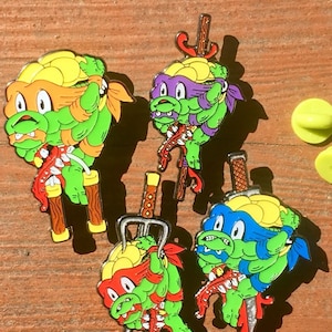 TMNT BentBack tattoo style lapel4 pin SET Munsters Incorporated x Phatpins (LE 100)