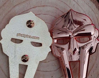Rose metal Gladiator x MF DOOM pinspired 3D mask pin