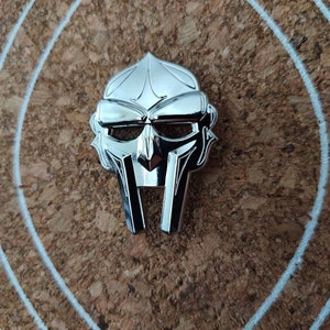 3D chrome Gladiator MASK hat pin RIP DOOM