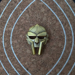 Antique Gold metal 3D MF DOOM MASK hat / lapel pin