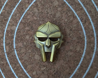 Antique Gold metal 3D MF DOOM MASK hat / lapel pin