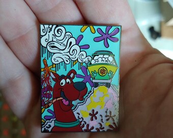 Sco0bee w/ a Do0bee canvas art to enamel PINS! From artist Dustin Derego