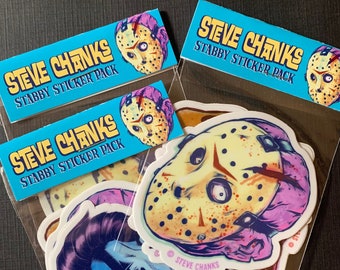 Stabby Sticker 3 Pack - Monster Head Stickers  - by Steve Chanks