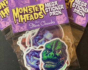 MEGA Sticker 9 Pack - Monster Head Stickers  - by Steve Chanks