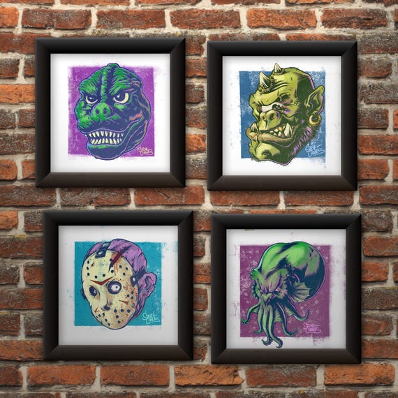 NECRONOMICON EX MORTIS - Monster Head Print - by Steve Chanks - Etsy