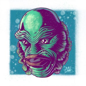 KREATUR aus der BLACK LAGOON - Monster Head Print - von Steve Chanks