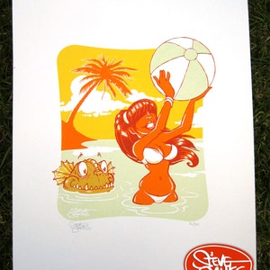 Creature Beach - Screen Print by Steve Chanks