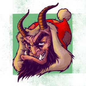KRAMPUS - Monster Head Print - by Steve Chanks