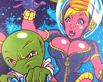 Mars Needs Women - ALIENS and PIN-UPS - Screen Print by Steve Chanks