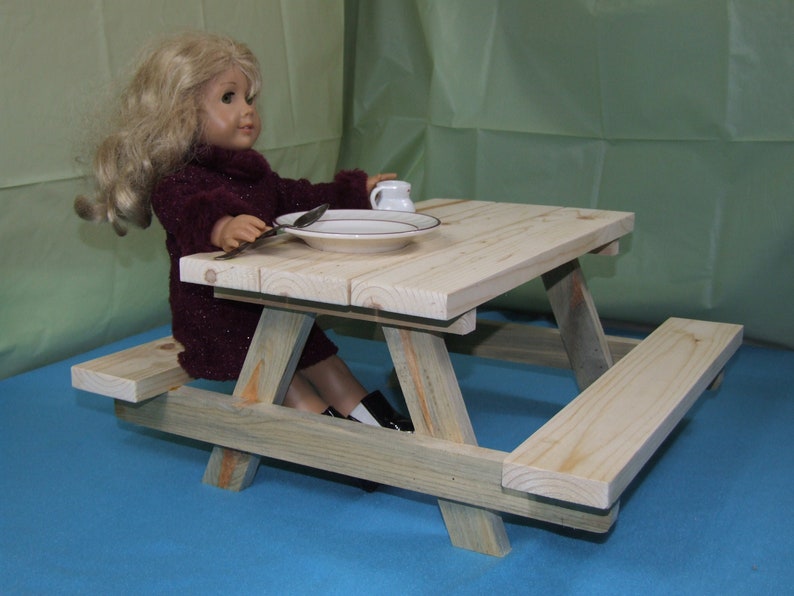 18 Doll Furniture Picnic Table Handmade for American Etsy