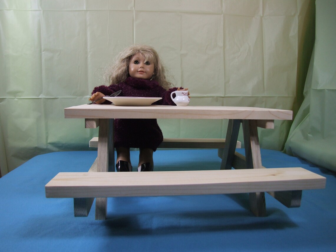 18 Doll Furniture Picnic Table Handmade for American Etsy