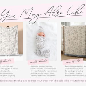 Personalized Swan Baby Swaddle Set Name Newborn Girl Hospital Outfit Custom Blanket Beanie Keepsake Shower Gift Heirloom Nursery Decor image 8