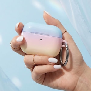 Gradient Airpod Case Pastel Ombre Airpod Pros Case Cover with Keychain Custom Rainbow Airpods Pro Case Gift for Tween Girl Gift Under 30