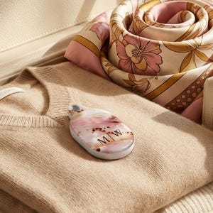 Tortoise Shell AirTag Case Personalized Rose Marble Initial Keychain Holder Chic Luggage Backpack Purse Accessory Gift For Her Travel Keys