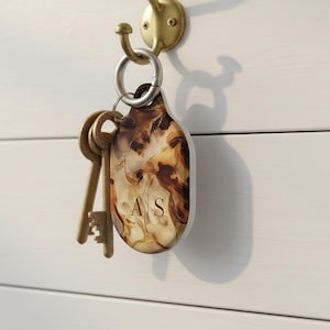 Custom Initials Tortoiseshell Apple AirTag Holder Keychain Personalized Protective Cover Find Bag Luggage Keys Purse Gift For Her Accessory