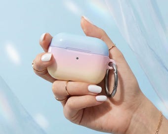 Gradient Airpod Case Pastel Ombre Airpod Pros Case Cover with Keychain Custom Rainbow Airpods Pro Case Gift for Tween Girl Gift Under 30