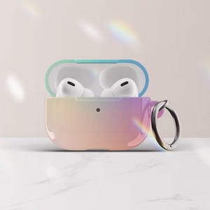Gradient Airpod Case Pastel Ombre Airpods Case with Keychain Hard Rainbow Airpods Pro Case Airpod Gen 1 & 2 Case Pretty Airpod Case
