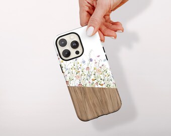 Custom Wildflower Phone Case Aesthetic Phone Case Colorful Gift for Teen Boho Case for iPhone 16 Pro Max Garden Phone Case Personalized Gift