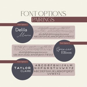 three different font options paired with names, likely representing different individuals or styles.