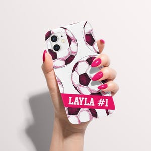 Custom Phone Case for Sporty Girl Personalized Gift Soccer Player Girly Case for Phone Gift Under 30 iPhone 16 Pro Max Samsung Phone Cases