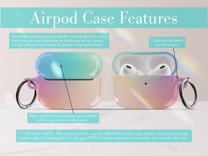 Gradient AirPod Case Pastel Ombre Airpods Case with Keychain Hard Rainbow Airpods Pro Case AirPod Gen 1 & 2 Case Pretty AirPod Case image 2
