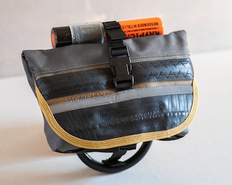 VEGAN hip bag with U lock holster made from recycled tire and CORDURA,  daypack, EDC pouch