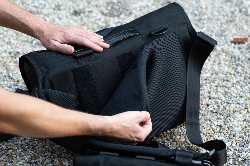 Borsa messenger per bicicletta impermeabile, realizzata in tessuto Cordura nero 1000D, zaino per moto, borsa a tracolla per pendolari, zaino a tracolla, immagine 5