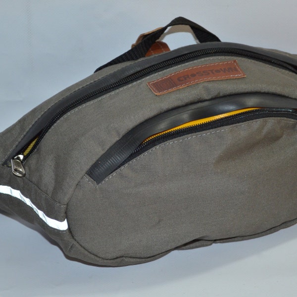 Fanny pack olive grey cordura hip pouch, U lock holder, waist pack, belt bag, motorcycle bag, sling bag diaper bag, gift for cyclists