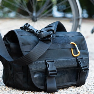 Borsa messenger per bicicletta impermeabile, realizzata in tessuto Cordura nero 1000D, zaino per moto, borsa a tracolla per pendolari, zaino a tracolla, immagine 2