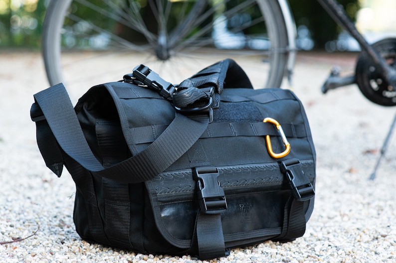 Borsa messenger per bicicletta impermeabile, realizzata in tessuto Cordura nero 1000D, zaino per moto, borsa a tracolla per pendolari, zaino a tracolla, immagine 2